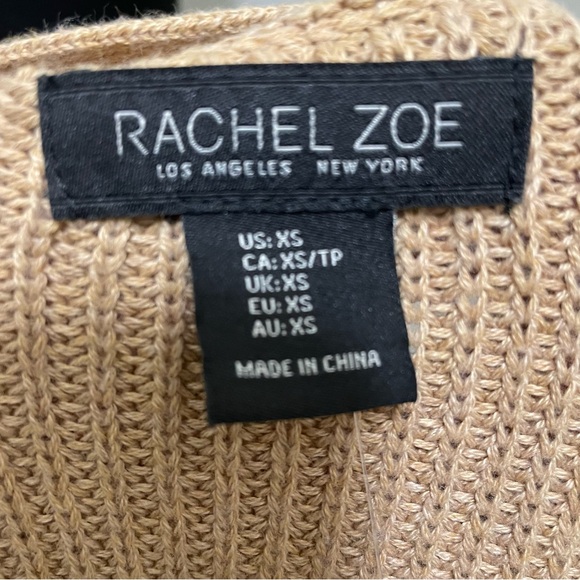 New Rachel‎ Zoe Striped V-Neck Knit Pullover Sweater Women's X-Small Tan & Black - Picture 6 of 8